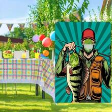 1 Peça Banner de Bottom de Festa com Tema de Pescador Oco, Adequado para Aniversário, Batismo Juvenil e Entusiastas de Pesca, Decoração com Tema Esportivo - Multicolorido - Visão 2