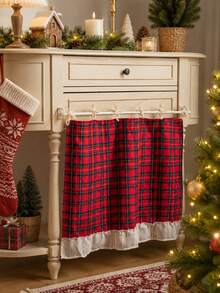 Christmas Plaid Oven Door Cover With Scalloped Edge, Red Tartan Pattern Stove Handle Towel Curtain, Farmhouse Style Holiday Kitchen Decor, Suitable For Oven, Dishwasher, Cabinet, 30 X 21.3 Inches - Multicolor - View 11