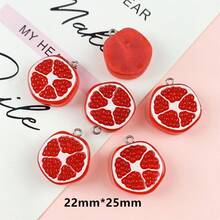 5pcs Resin Colorful Faux Sliced Watermelon Strawberry Pineapple Orange Fruit Pendants DIY Handmade Jewelry Accessories - Multicolor - View 4