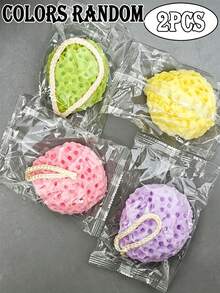 1/2Pcs Cheese Shape 3D Honeycomb Bath Sponge, Cute Appearance Rich Foam Highly Absorbent, High Resilience No Deformation Soft Exfoliating Body Scrubber With Hanging Rope, Random Color - Multicolor - View 11