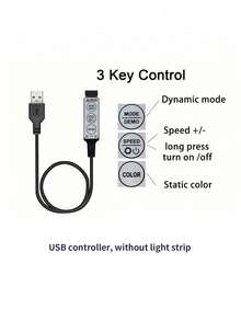 1 pieza Tira de luz LED RGB, alimentada por USB 5V, controlador de 3 teclas, adecuada para decoración del hogar, fiesta, vacaciones, sala de estar, dormitorio y luz de fondo de TV - Multicolor - Ver 18