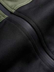 3-Section Colorblock Plaid Lining Hooded Jacket, Unisex Loose Fit Patchwork Zip-Up Casual Sweatshirt Hoodie - Multicolor - View 8