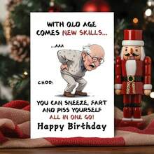 2/5 Sets "Acquiring New Skills With Age" Humorous Elderly Birthday Cards, Grumpy Old Man Cartoon Design, Suitable For Dad, Grandpa, Husband, Brother, Male Friends And Family - A - View 4