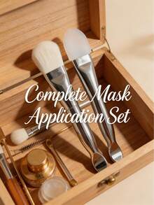 2pcs Face Mask Brush Set - Soft And Application Tools, With Cream Scoop Design, Gentle Exfoliating Bristles, Suitable For Clay Masks, Creams, Serums - Hygienic Face Mask Brush Set, Suitable For Sensitive Skin, 1pc Soft Bristle Face Mask Brush And 1pc Silicone Face Mask Brush Easy To Clean And Durable - Silver - View 5