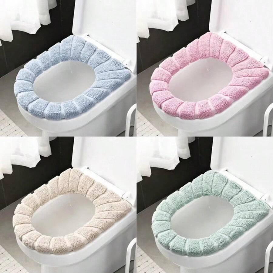 4/2/1pc Universal Thick Plush Toilet Seat Cover, Soft And Comfortable, Washable, Pumpkin Patterned Toilet Seat Cushion - Multicolor - View 1