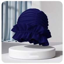 1pc Women's Ruffle Edge Swim Cap, Elastic Hair Protection Cap, Slimming Long Hair Ear-Covering Swim Hat - Multicolor - View 7