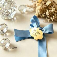 Elegant Cloud Motif Golden Acrylic Hang Tags With Custom Engraving & Bow Embellishment,Party Favor Decor,Party Favor Decor Accessories,Multi-Occasion Party Favor Labels For Baby Shower, 1st Birthday, Baptism, Wedding, Ramadan Eid, Christmas - Multicolor - View 24