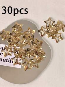 5/10/30/50pcs Colorful Shiny Star Hair Clips, Girls Hip-Hop Personalized Design Hair Accessories, Sweet Cool Fashion Party Hair Clips - Gold - View 5