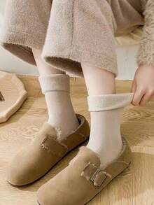 1pair/3pairs/5pairs Winter Snow Boots Socks, Warm Thick Soft Comfortable, Solid Color Home Socks, Suitable For Autumn/Winter Indoor Wear - Multicolor - View 8