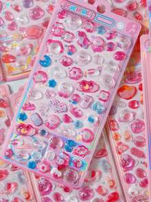 Cute Cartoon 3D Embossed Crystal Stickers DIY Laptop Water Cup Phone Case Decorative Stickers - 彩色 - 查看 9