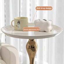 Small Round Coffee Table, White Coffee Tables For Living Room, Modern Round Side Table With Gold Pedestal Base,Modern Center Table For Small Space Home Office Gardern - Cream White - View 7