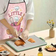 1pc Little Chef Fun Design Apron, Durable And Easy To Maintain, Polyester Material, Suitable For Kitchen Cooking, Gardening, Fruit Picking, Christmas And Halloween - Multicolor - View 5