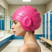 Silicone Swimming Cap Adult Solid Color Pure Silicone Ear Protection Cap Waterproof Anti-Slip Comfortable Fit Soft Elastic Swim Hat For Pool Beach - Multicolor - View 2