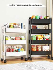 1 pieza Carrito metálico multifuncional de 4 niveles, a prueba de óxido, estante de exhibición multiusos con ruedas, adecuado para aperitivos, suministros de baño, almacenamiento de cocina, fácil de montar, aplicable para cocina, baño, sala de estar, estudio, con función de drenaje, opción de regalo para días festivos y Día de la Madre - Multicolor - Ver 3