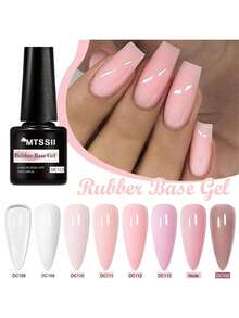 8pcs Rubber Base Gel Nail Polish Set, 7ml Nude Pink Glitter Rubber Base Gel Nail Polish, Nail Concealer Color Coating, Semi-Permanent UV Structure Gel Nail Polish, Removable UV Gel Nail Polish, Nail Art Set, Nail Art Supplies, Nail Art Design, Home Nail Salon - 彩色 - 查看 12