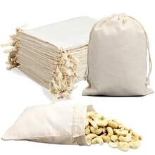 5pcs Drawstring Canvas Storage Gift Bags, Suitable For Earrings, Jewelry, Necklaces, Treasure Storage, Holiday Gift Storage, Party Gift Bags, Wedding Candy Packaging - Beige - View 8
