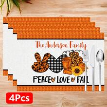 1pc/4pcs/6pcs/8pcs, Home Decor, Pumpkin Pattern Printed Linen Placemats, Suitable For Dining Table, All-Season Decorative, Washable, Kitchen & Dining Room Supplies, Table Mats, Coasters, Kitchen Dining Table Placemats, Home Goods - Multicolor - View 15