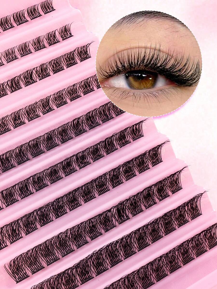 MEM 120pcs D Curl Cluster False Eyelashes, Reusable Natural Style, Soft And Comfortable, Easy To Wear, Suitable For Daily Use - D - View 1