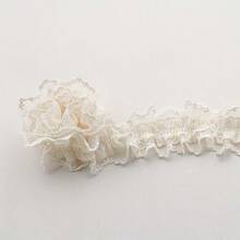 1 Yard Double Layer Elastic Lace Trim, 3D Ruffle Embroidered Ribbon Fabric, Suitable For Sewing, DIY Clothing, Hair Accessories, Home Decor - Multicolor - View 2