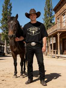 Western Cowboy Rodeo Shirts: camisetas clásico con diseño de calavera de vaca para hombre, camisetas bohemias de música de concierto campestre - Verde militar - Ver 3