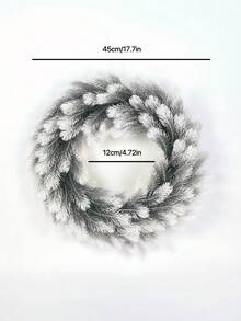 人造聖誕花環 狗尾松針花環 節日裝飾 壁掛式小花環 - 白色 - 查看 2