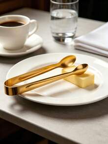 1 Piece Of Compact Stainless Steel Kitchen Bar/Cafe Sugar Clip, Round-Headed Ice Clip, Food Holder. - Gold - View 8