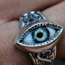 1 buah Cincin Jari Telunjuk Wanita Kreatif Bergaya Vintage, Cincin 3D Gaya Punk Mata Jahat yang Dapat Diatur dan Dibuka - Cincin mata - View 5