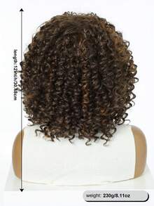 Afro Curly Shoulder Length Synthetic Wig Kinky Curly Wigs Synthetic Wig Curly Full Wig For Women - Multicolor - View 6