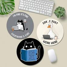 1 Piece Of Fun And Cute Mouse Pad, Circular Mouse Pad For Office Desk, Small Mini Travel Mouse Pad With Anti Slip Rubber Base, Laptop Office Rubber Mouse Pad Suitable For Girls And Boys, Suitable For Office, Home, Study And Gaming, 20 * 20 * 0.2cm - View 1