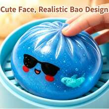 1 pieza Juguete antiestrés de apretar estilo gelatina de océano con diseño oculto, caja de squishy de dumpling con purpurina, gafas de moda cool estilo gelatina, juguete sensorial antiestrés para adultos, uso en oficina y hogar, masa suave antiestrés - Multicolor - Ver 6