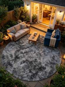 1pc Round Black & Grey Tie-Dye Decorative Rug, Love & Healing Bedroom Decor, Small Rug, Carpet, Home Decor, Living Room Rug, Living Room Small Rug, Bedroom Rug, Living Room Home Decor, Outdoor Rug, Washable Rug - Multicolor 3 - View 1