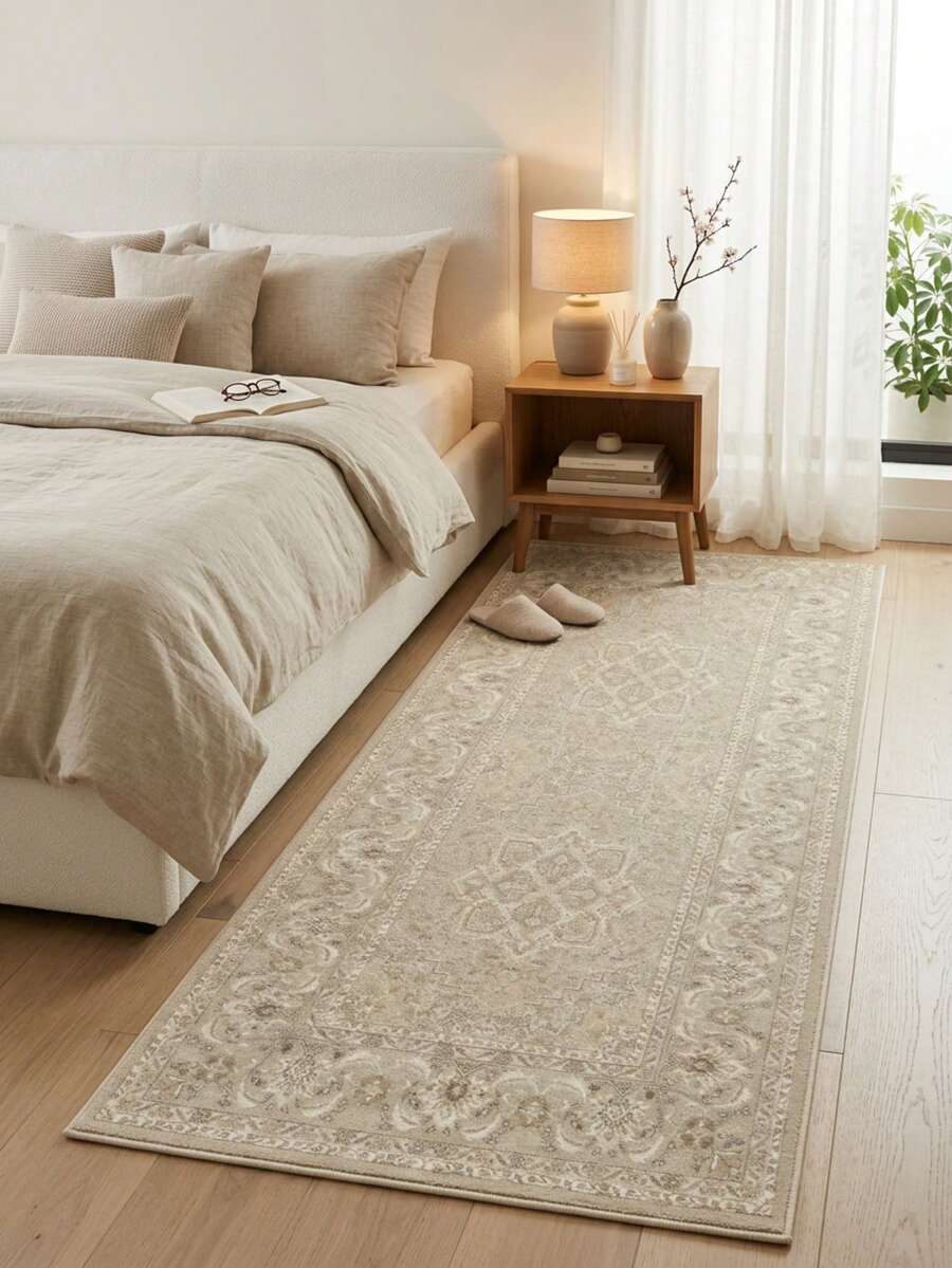 1pc American Classic Distressed Art - Aesthetic Floral Bohemian - Long Runner Rug, Bathroom, Kitchen, Entryway, Hallway, Bedside, Living Room, Bedroom, All-Season Soft Machine Washable Mat, Home Decor - Multicolor - View 1
