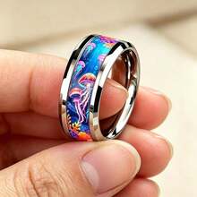 1pc Cute Sweet Sea Starfish Jellyfish Rings Elegant Stainless Steel Rings For Women High Polished Wedding Band Jewelry Birthday Gift - Silver - View 6