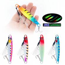 5pcs 20g-60g Metal Sinking Lure Baits With Realistic Fish Skin, Split Ring And Strong Hook, Suitable For Saltwater Grouper And Mackerel - Multicolor - View 9