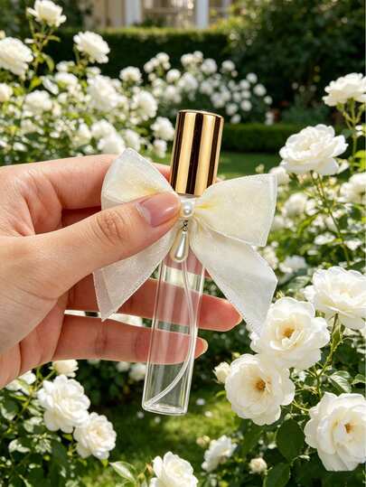 Perfume Spray Bottle With Elegant Pearl Bow, Transparent Glass Perfume Sample Bottle, Portable Essential Oil Spray Bottle, Perfume Party Favor, Empty Bottle, Travel Size Cosmetic Container, Suitable For Travel, Wedding, Party, Date, Back To School, Dorm, Back To School Season. Unique Engagement Gift, Bridal Gift, Holiday Gift, Anniversary Gift, Mother's Day Gift, Teacher's Day Gift, Birthday Gift