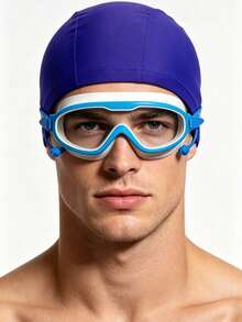 2pcs Adult Large Frame Waterproof Anti-Fog High Definition Swimming Goggles Swimming Equipment Unisex Diving Swimming Goggles Polyester Fabric Swim Cap High Elasticity Adult Universal Solid Color Pattern Independent Packaging Cardboard Swimming Cap - 多色 - 查看 8