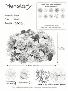MEHELANY 120/60/30件 白色吊掛花卉花串裝飾 DIY 花卉窗簾材料 人造花吊飾裝飾 適用於漂浮花牆掛飾 婚禮 生日 房間裝飾 畢業典禮 家居 花園 春夏 婚禮派對 拱門牆面裝飾 - 白色 - 查看 9