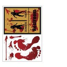 4Sheets37pcs-Halloween Window Stickers Easy To Tear And Stick No Trace Double-Sided Window Stickers-Blood Handprint Footprint, Matching Skull Ghost Pumpkin Head Bat Spider Web Patterns - Sticker - View 10