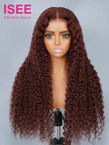 ISEE Hair Wear Go Glueless Reddish Brown Color Water Wave 7*5 Lace Closure Wig 180% Density Real Human Hair 16-28 Inch Wig Preplucked Bleached Knots Easy To Wear For Beginners Daily Use For Women - S33 - View 4