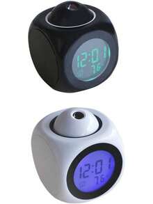 Reloj Despertador Digital con Proyección Giratoria, Pantalla LED, Voz, Repetición y Temperatura, Color Aleatorio - 1 - Ver 9