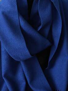 1pc Women's Minimalist Solid Color Cashmere Scarf, Casual Versatile Tassel Warm Shawl, Fashionable Cold-Proof Outerwear, Suitable For Daily Wear - Navy Blue - View 8