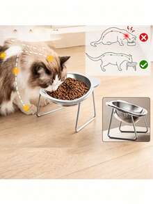 1pc/4pcs Stainless Steel Pet Bowl, Shatterproof & Rust-Resistant Elevated Cat & Dog Food Bowl, Ergonomic Neck Protection Anti-Spill, Easy To Clean Pet Water Bowl, Suitable For Small And Medium Pets - 500ml - View 7