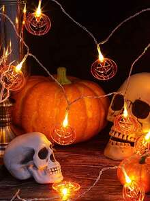 3pcs/Set 1.5M Halloween Dark Gothic Pumpkin Bat Ghost LED String Lights, Ghostly Sinister Creepy Haunted House Halloween Decor, Classic Halloween Decor, Wonderful Halloween Gifts, Indoor Outdoor Lawn Porch Window Halloween Holiday Party Decor - Ghost Bat Pumpkin - View 4