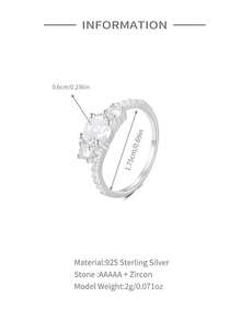 AnlaScheer 1pc 925 Sterling Silver 18K Gold Plated Exquisite Rectangular Large Zirconia Inlaid Women's Wedding Ring, Daily Party Wedding Jewelry - Gold - View 11