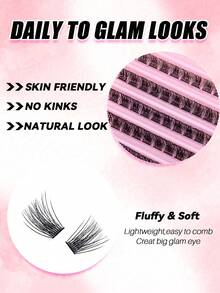 MEM 120pcs D Curl Cluster False Eyelashes, Reusable Natural Style, Soft And Comfortable, Easy To Wear, Suitable For Daily Use - D - View 3