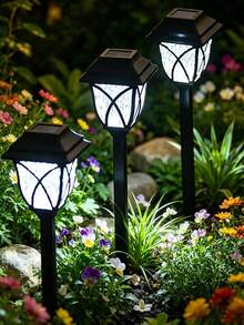 6pcs/2pcs Solar Outdoor Path Lights, Waterproof Garden Lights, Lawn Lights, Solar Landscape Decorative Lighting, Suitable For Yard/Garden/Landscape/Walkway/Patio/Courtyard/Lawn Path LED Outdoor Lights - Yellow - View 3