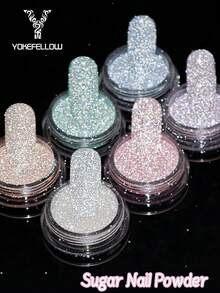 YOKEFELLOW Holographic Candy Nail Glitter Reflective Fine Shimmer Gel Nail Polish Powder Pigment Diamond-Like Nail Glitter DIY Supplies - Multicolor - View 8
