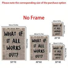 1件無框畫布海報，復古藝術，What If It All Works Out 海報，心理健康金句，自我成長，適合臥室、客廳、走廊的理想禮物，牆面藝術裝飾，房間裝飾，無框 - 款A - 查看 3