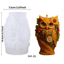 創意暗黑風 3D 貓頭鷹造型矽膠蠟燭模具，適用於香氛蠟燭、樹脂手工、黏土、石膏、環氧樹脂、珠寶鑄造、家居裝飾與節日禮物，獨特創意設計，適合手工愛好者 - 白色 - 查看 10