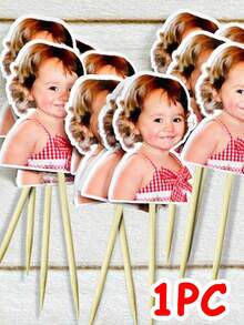 10/25/50/100/150pcs DIY Customized Photo + Text Cake Toppers, Personalized Cake Decorations, Custom Name Decor, Birthday Anniversary Wedding Use, Custom Face Stickers, Custom Text Funny Birthday Decor, Tabletop Decoration - Multicolor - View 12